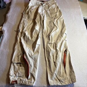 y2k Wear First Cargo Pants Mens 30x30 Beige Orange Accent Utility Outdoor Casual